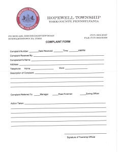 Resident Complaint Form
